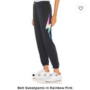 Aviator Nation Black Sweatpants with Rainbow Bolt